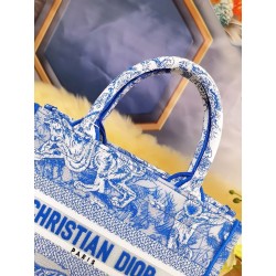 Dior Small Book Tote Bag In Blue Transparent Toile de Jouy Canvas 319