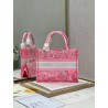 Dior Small Book Tote Bag In Pink Transparent Toile de Jouy Canvas 355