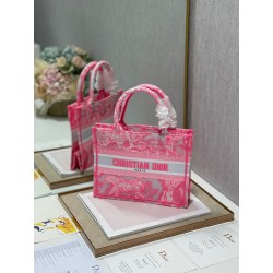 Dior Small Book Tote Bag In Pink Transparent Toile de Jouy Canvas 355