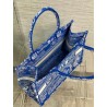 Dior Medium Book Tote Bag In Fluorescent Blue Toile de Jouy Reverse Embroidery 388