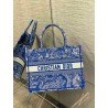 Dior Medium Book Tote Bag In Fluorescent Blue Toile de Jouy Reverse Embroidery 388