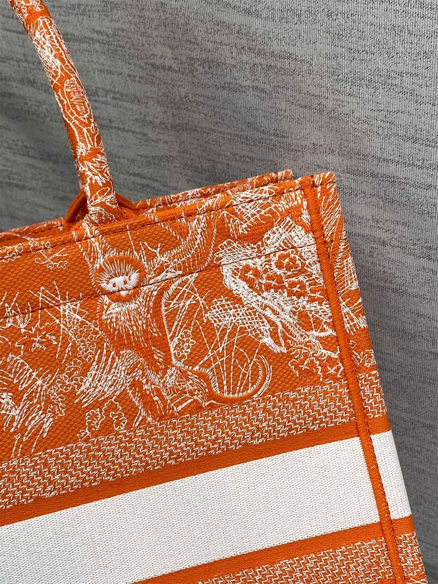 Dior Medium Book Tote Bag In Fluorescent Orange Toile de Jouy Reverse Embroidery 416