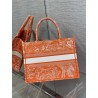 Dior Medium Book Tote Bag In Fluorescent Orange Toile de Jouy Reverse Embroidery 416