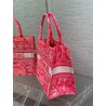 Dior Medium Book Tote Bag In Fluorescent Pink Toile de Jouy Reverse Embroidery 449