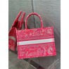 Dior Medium Book Tote Bag In Fluorescent Pink Toile de Jouy Reverse Embroidery 449