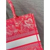 Dior Medium Book Tote Bag In Fluorescent Pink Toile de Jouy Reverse Embroidery 449