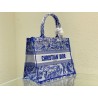 Dior Medium Book Tote Bag In Blue Transparent Toile de Jouy Canvas 488