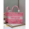 Dior Medium Book Tote Bag In Pink Transparent Toile de Jouy Canvas 542