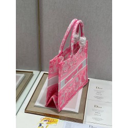 Dior Medium Book Tote Bag In Pink Transparent Toile de Jouy Canvas 542