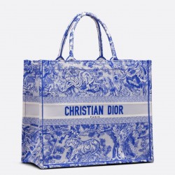 Dior Large Book Tote Bag In Blue Transparent Toile de Jouy Canvas 659