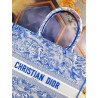 Dior Large Book Tote Bag In Blue Transparent Toile de Jouy Canvas 659