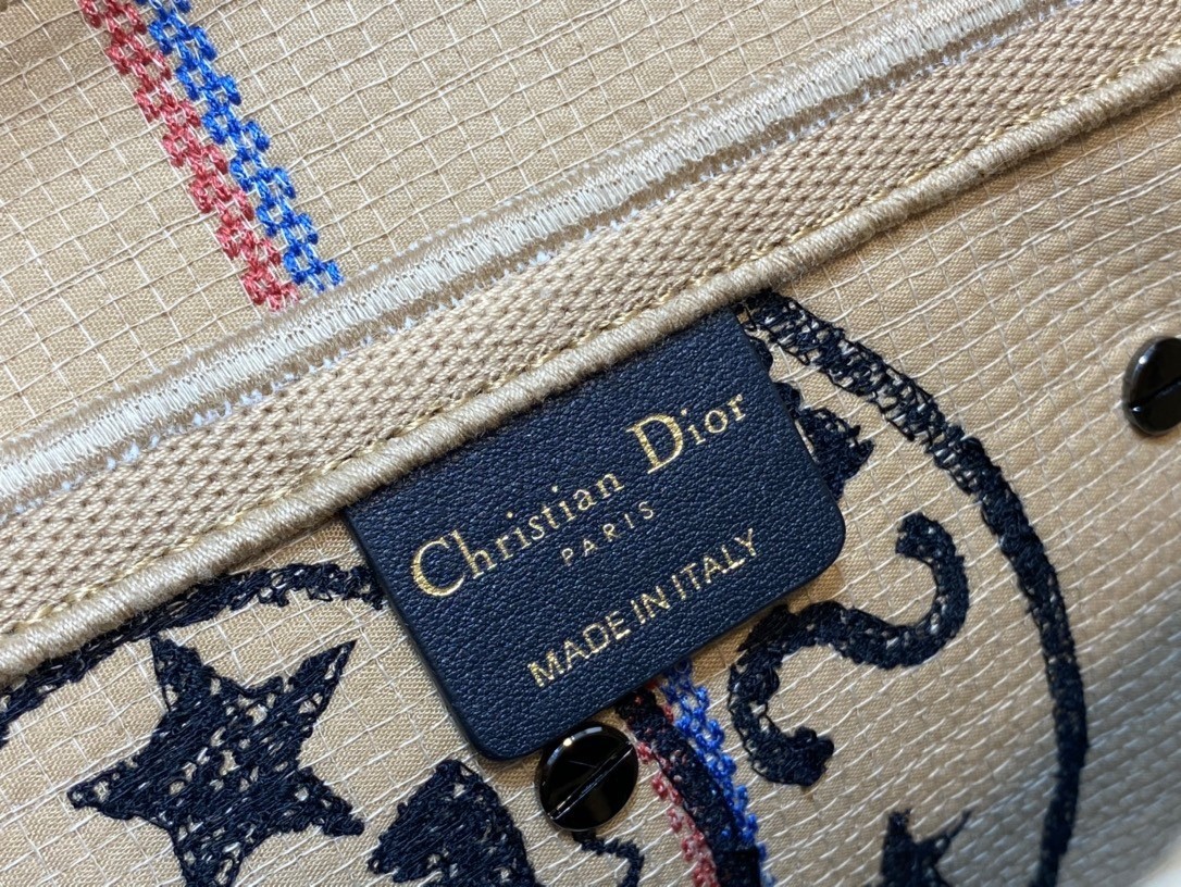 Dior Saddle Bag In Beige Jute Canvas with Dior Union Motif 698