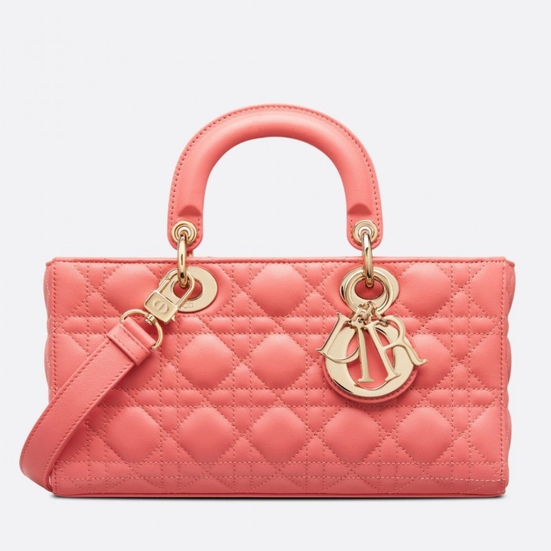 Dior Lady D-Joy Bag In Coral Pink Cannage Lambskin 535