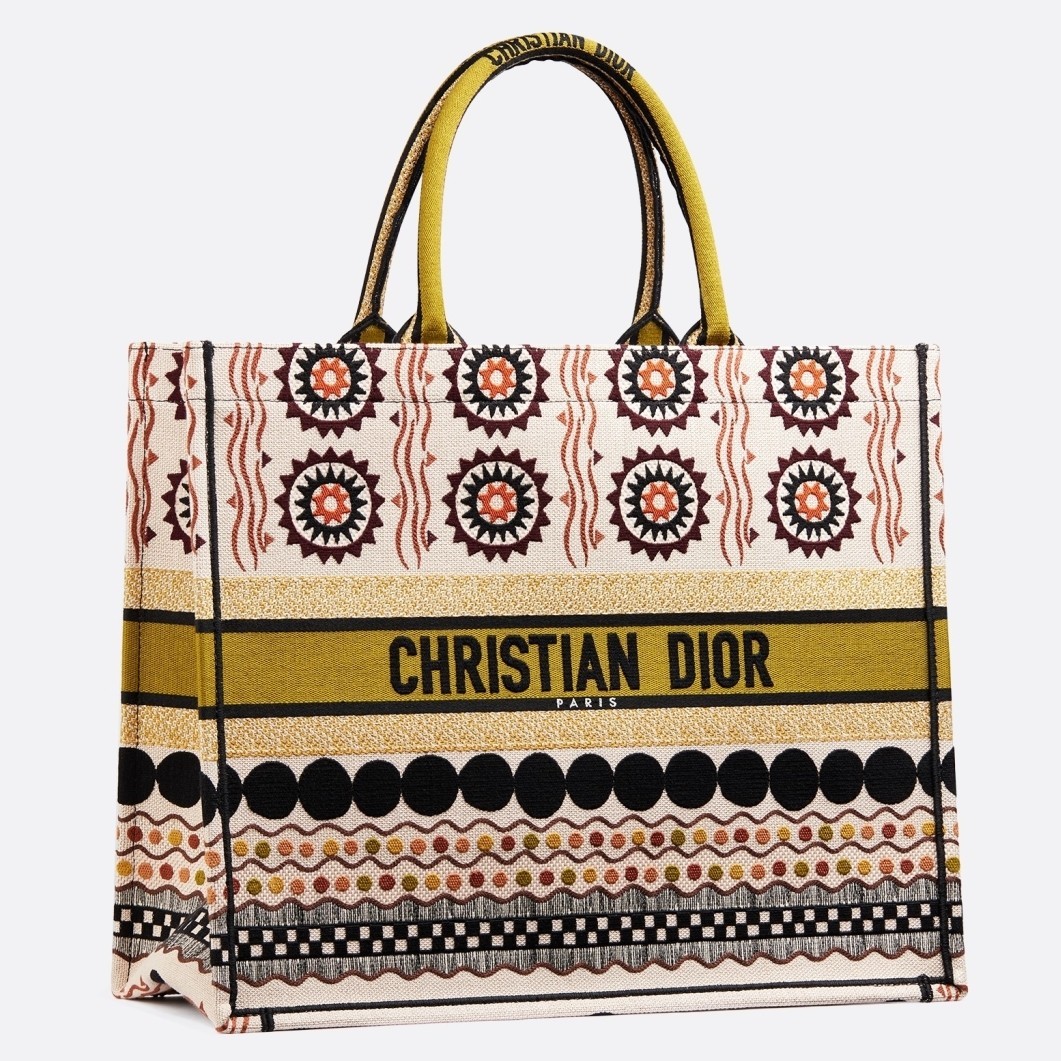 Dior Book Tote Bag In Multicolored Geometric Canvas 323