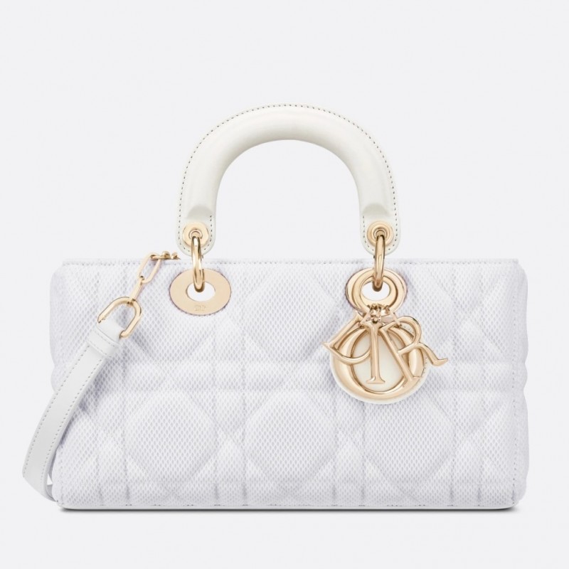 Dior Lady D-Joy Bag In White Macrocannage Technical Fabric 554