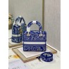 Dior Medium Lady D-Lite Bag In Fluorescent Blue Toile de Jouy Reverse Embroidery 585