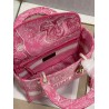 Dior Medium Lady D-Lite Bag In Fluorescent Pink Toile de Jouy Reverse Embroidery 650