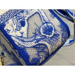 Dior Small Diorcamp Bag In Blue Transparent Toile de Jouy Canvas 682