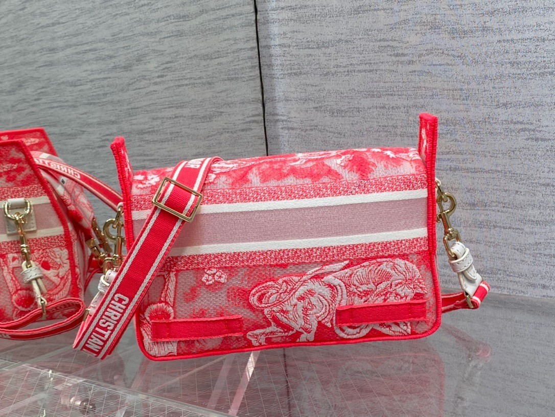 Dior Small Diorcamp Bag In Pink Transparent Toile de Jouy Canvas 750