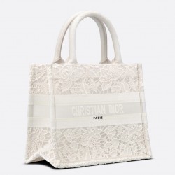 Dior Small Book Tote Bag In Natural Macrame-Effect Embroidery 781