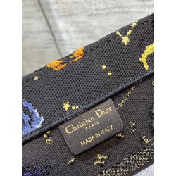 Dior Medium Book Tote Bag In Black Pixel Zodiac Embroidery 805