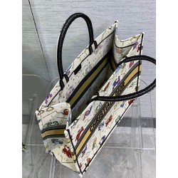 Dior Large Book Tote Bag In White Pixel Zodiac Embroidery 839