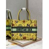 Dior Small Book Tote Bag In Yellow Multicolor Pixel Zodiac Embroidery 874