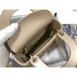 Dior Mini Lady Dior Bag In Metallic Lambskin with Beaded Embroidery 912