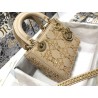 Dior Mini Lady Dior Bag In Metallic Lambskin with Beaded Embroidery 912