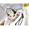 Dior Mini Lady Dior Bag In White Calfskin with Pixel Zodiac Print 969