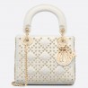 Dior Mini Lady Dior Bag In White Lambskin with Star Embroidery 800