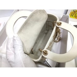 Dior Mini Lady Dior Bag In White Lambskin with Star Embroidery 800