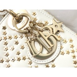 Dior Mini Lady Dior Bag In White Lambskin with Star Embroidery 800