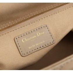 Dior Medium Lady Dior Bag with Enamel Charm In Beige Lambskin 838