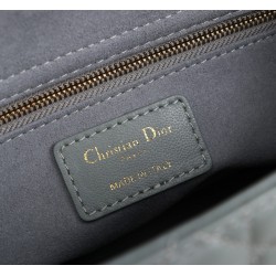 Dior Medium Lady Dior Bag with Enamel Charm In Grey Lambskin 874