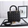 Dior Medium Lady Dior Bag with Enamel Charm In Black Lambskin 416