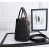 Dior Medium Lady Dior Bag with Enamel Charm In Black Lambskin 416