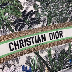 Dior Book Tote Bag In Green Toile De Jouy Tropicalia 151