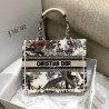 Dior Small Book Tote Bag In White Jardin d'Hiver Embroidery 571