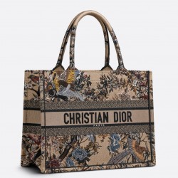 Dior Medium Book Tote Bag In Beige Jardin d'Hiver Embroidery 606