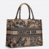 Dior Medium Book Tote Bag In Beige Jardin d'Hiver Embroidery 606