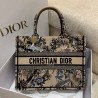 Dior Medium Book Tote Bag In Beige Jardin d'Hiver Embroidery 606