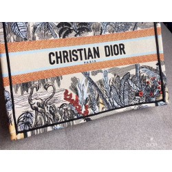 Dior Book Tote Bag In Denim Blue Toile De Jouy Tropicalia 164