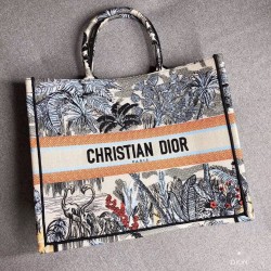 Dior Book Tote Bag In Denim Blue Toile De Jouy Tropicalia 164