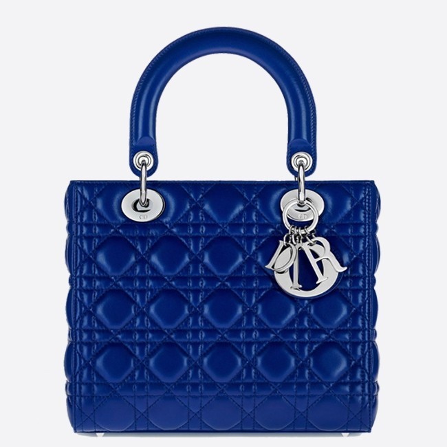 Dior Medium Lady Dior Bag In Blue Lambskin 190