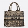 Dior Small Book Tote Bag In Brown Toile de Jouy Embroidery 859