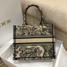 Dior Small Book Tote Bag In Brown Toile de Jouy Embroidery 859