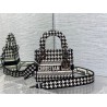 Dior Mini Lady D-Lite Bag In Black and White Houndstooth Embroidery 915