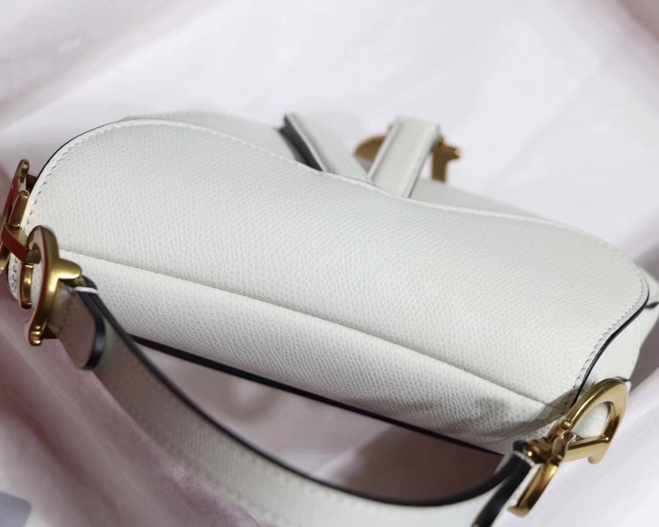 Dior Mini Saddle Bag In White Grained Calfskin 578