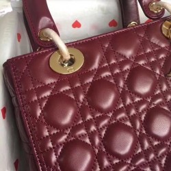 Dior Medium Lady Dior Bag In Bordeaux Lambskin 284